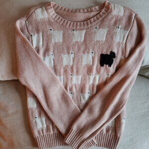 Soft Pink Sheep Knit Sweater – Size S